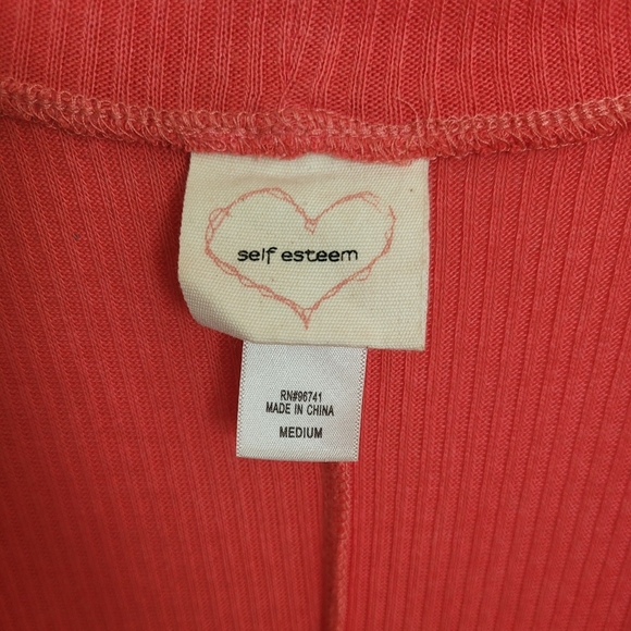 Y2K Self Esteem Coral Quarter Sleeve Shawl Wrap Blouse Size Medium - Picture 8 of 10